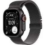 Apple Watch Ultra 3 GPS + Cellular - 49mm - Boîtier Noir Titane - Bracelet Noir Milanese Loop - S