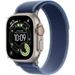 Apple Watch Ultra 3 GPS + Cellular - 49mm - Boîtier Titane Naturel - Bracelet Blue/Bright Blue Trail Loop - S/M