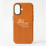Coque en cuir pour iPhone 16 - Orange