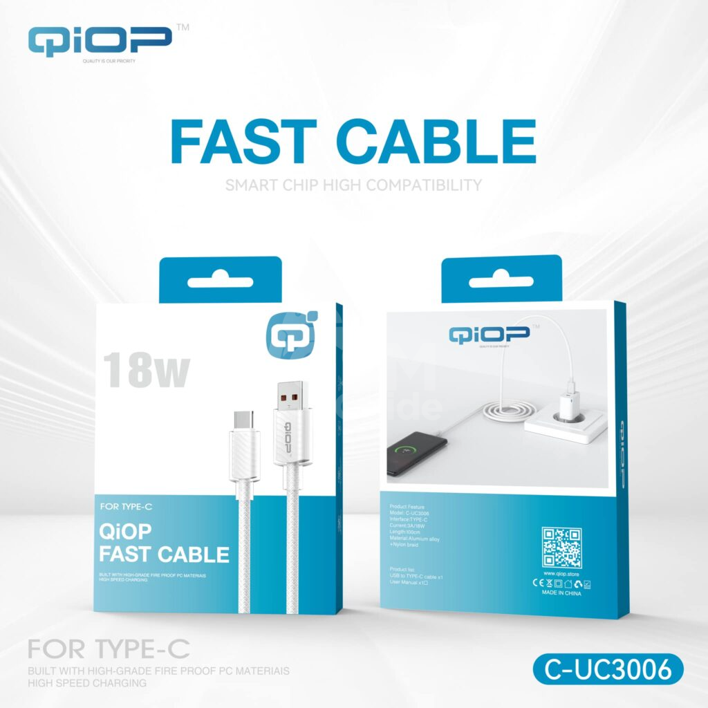b689e63c-7098-4b3c-a14c-c627fd8c-1 CÂBLE CHARGEUR TYPE C 18W QIOP C-UC3006 – Image 1