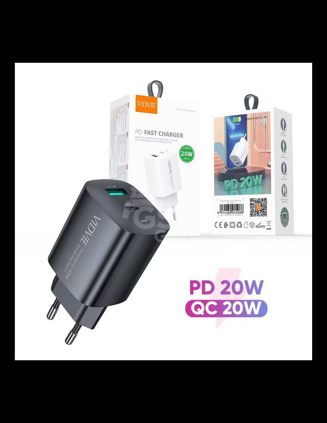 chargeur-type-c-vidvie-avec-cable-type-c-20w-fast-charging Chargeur Type-C VIDVIE Avec Cable Lightning 20W – Image 1
