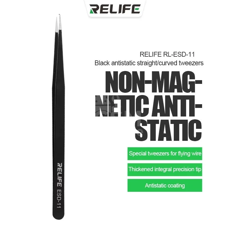 download-2025-06-03T211810.553 RELIFE ESD-11 Black Anti-Static Tweezer – Image 1