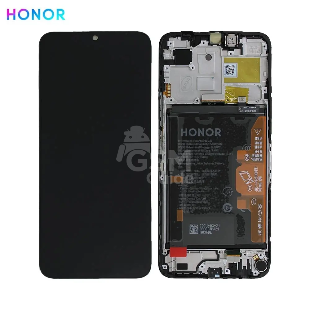 69408 Afficheur complet d'origine avec cadre et batterie Honor X6 b Noir – Image 1