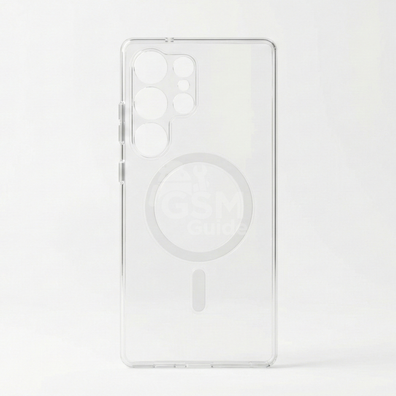 A4 - 25 Coque silicone transparente avec MagSafe pour Samsung Galaxy S24 Ultra et S25 Ultra – Image 1