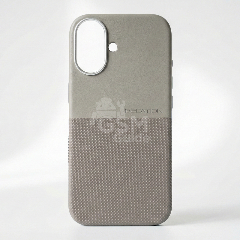 A4 - 32 Coque en cuir pour iPhone 16 - Gris – Image 1