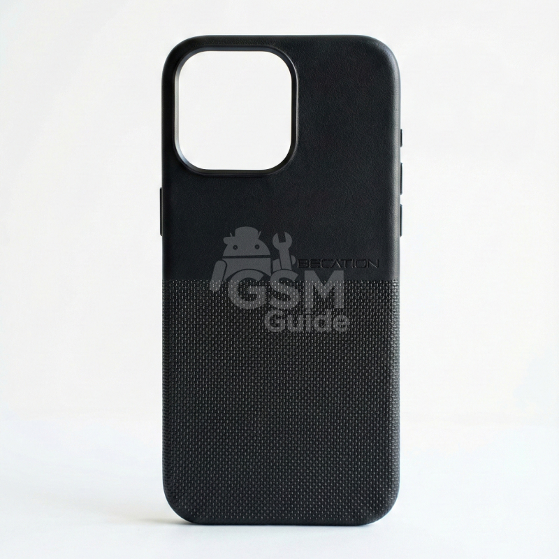 A4 - 33 Coque en cuir pour iPhone 15 Pro Max / 16 Pro Max - Noir – Image 1