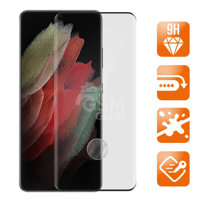 glass-3d-bk-s21u-dv3-r Film de protection hydrogel VWK privacy clear film Samsung Galaxy S21 / S21 FE / S21 Ultra / S21+ – Image 1