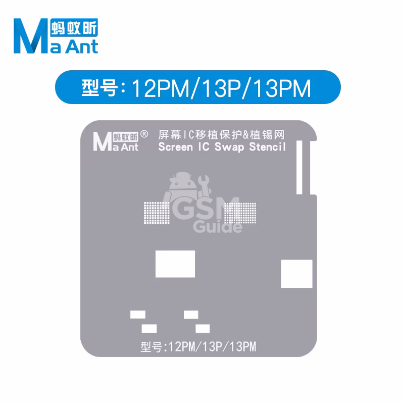 1 MaAnt – Stencil de Rebillage IC d'Écran pour iPhone 12 Pro Max / 13 Pro / 13 Pro Max – Image 1