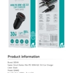 Chargeur de voiture Smart Series Mini PD 30W + QC 3.0