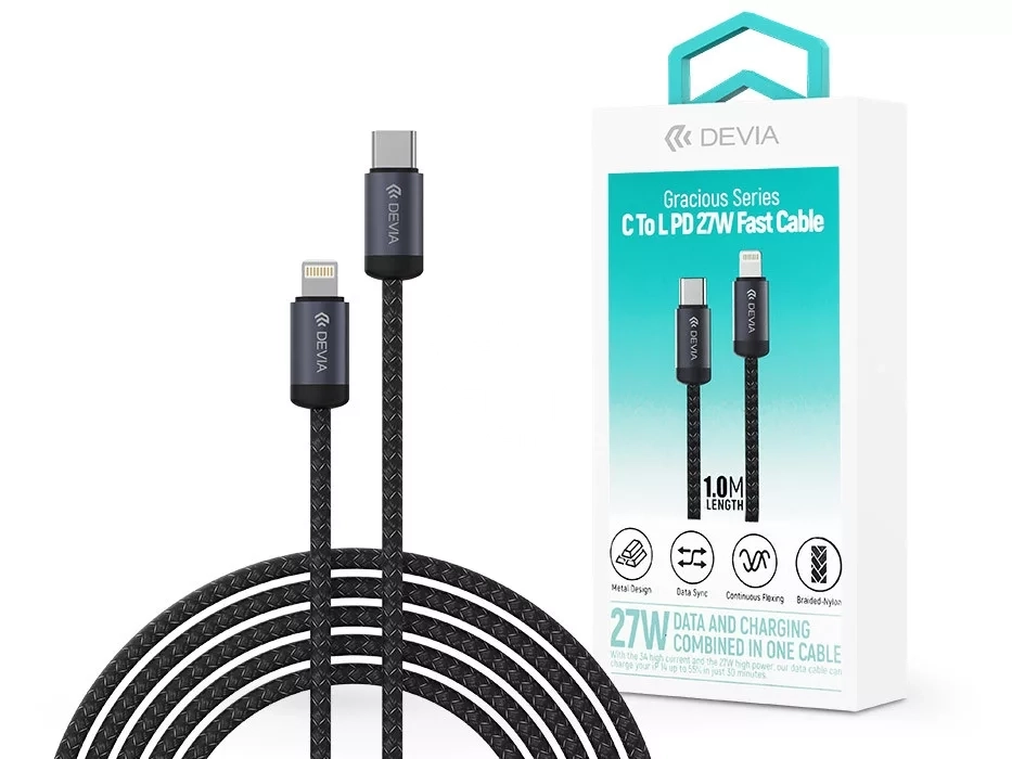 DEVIA Gracious Series C To L PD 27W Fast Cable 1.0M DEVIA Gracious Series C To L PD 27W Fast Cable 1.0M – Image 1