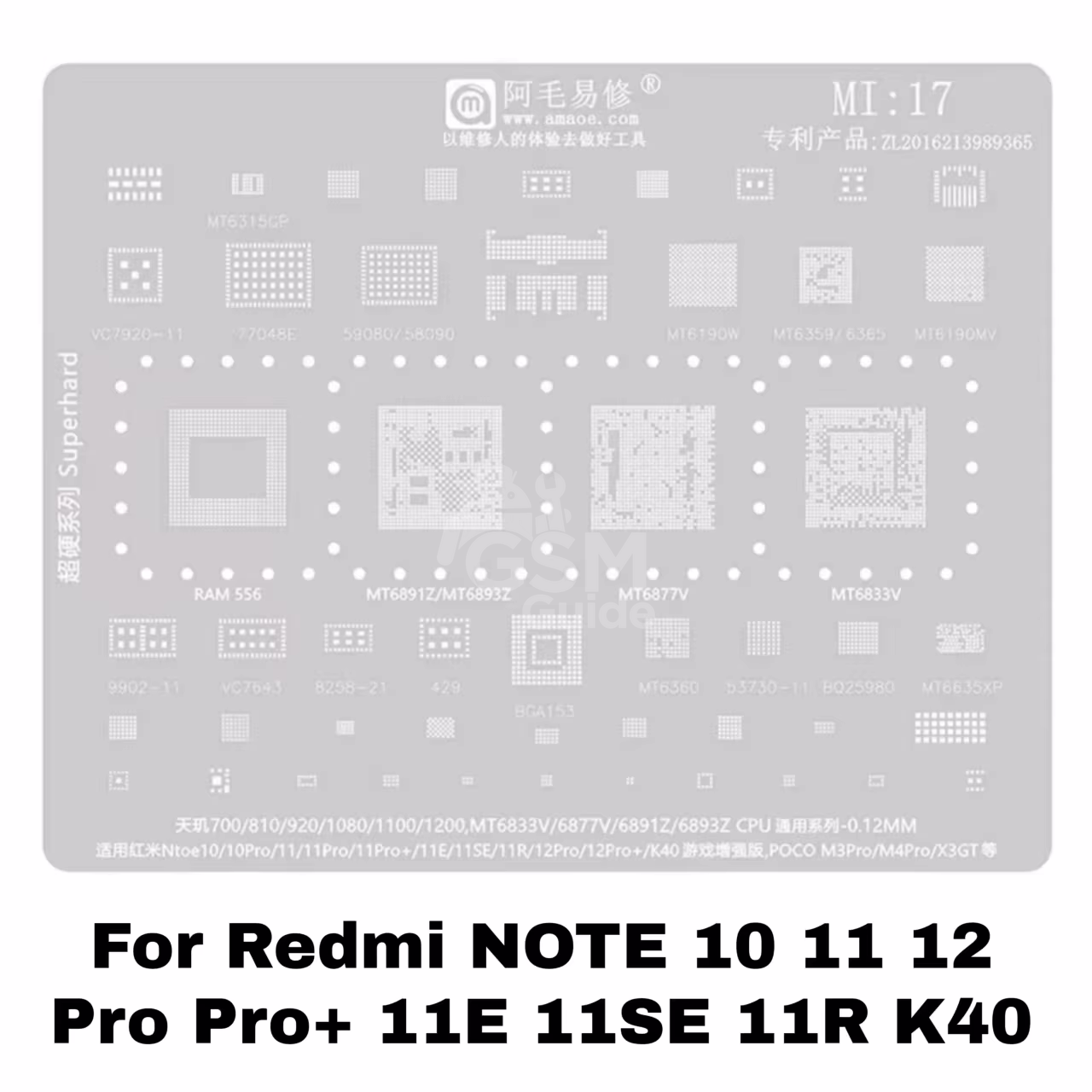 MaAnt M-17 – Stencil de Rebillage pour Redmi Note 10 11 12 K40 Gaming et POCO M3 Pro X3 GT MaAnt M-17 – Stencil de Rebillage pour Redmi Note 10 / 11 / 12 / K40 Gaming et POCO M3 Pro / X3 GT – Image 1