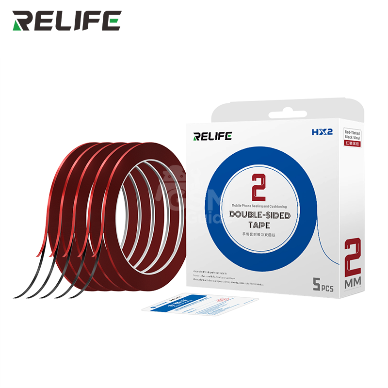 RELIFE HX2 RELIFE HX2 Mobile Phone Sealing and Cushioning DOUBLE-SIDED TAPE/2MM/Red Coated/5Pcs – Image 1